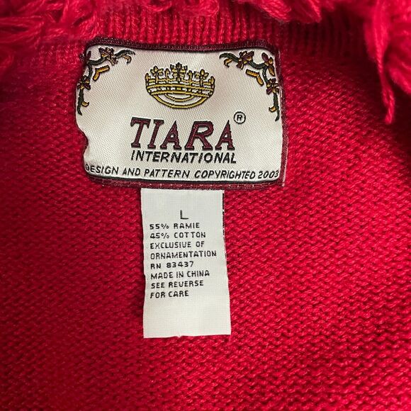 Ugly Christmas Sweater Size Large Red Zip Up Snowmen Winter Beaded Vintage Y2K - Picture 13 of 15